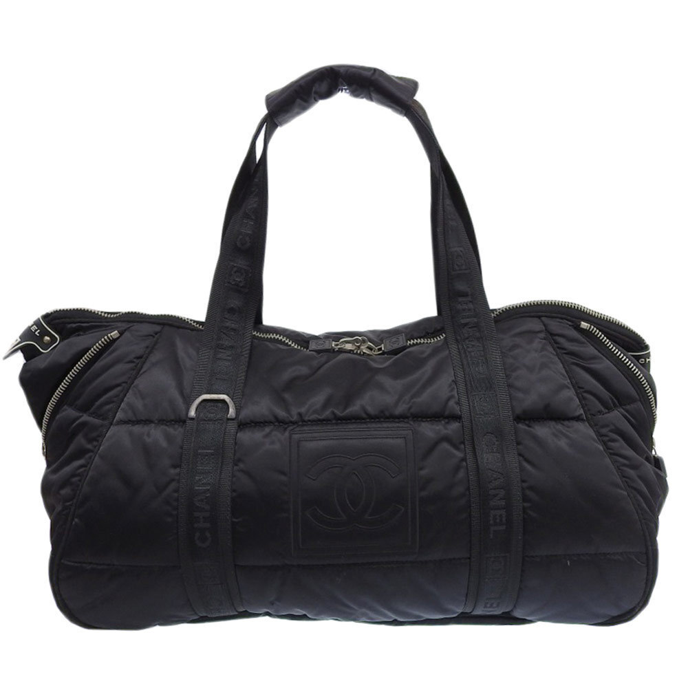 CHANEL Black Logo Boston Bag
